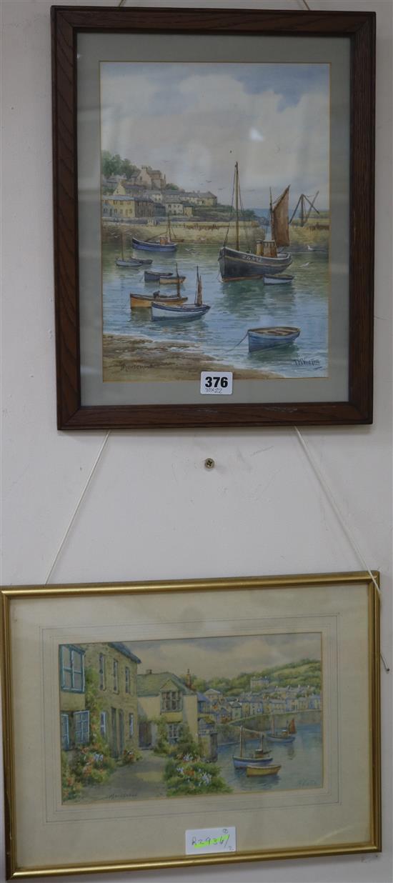 Two watercolours of Mousehole by Thomas Herbert Victor (1894-1980)